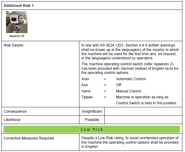Machine Safety Risk Assessments